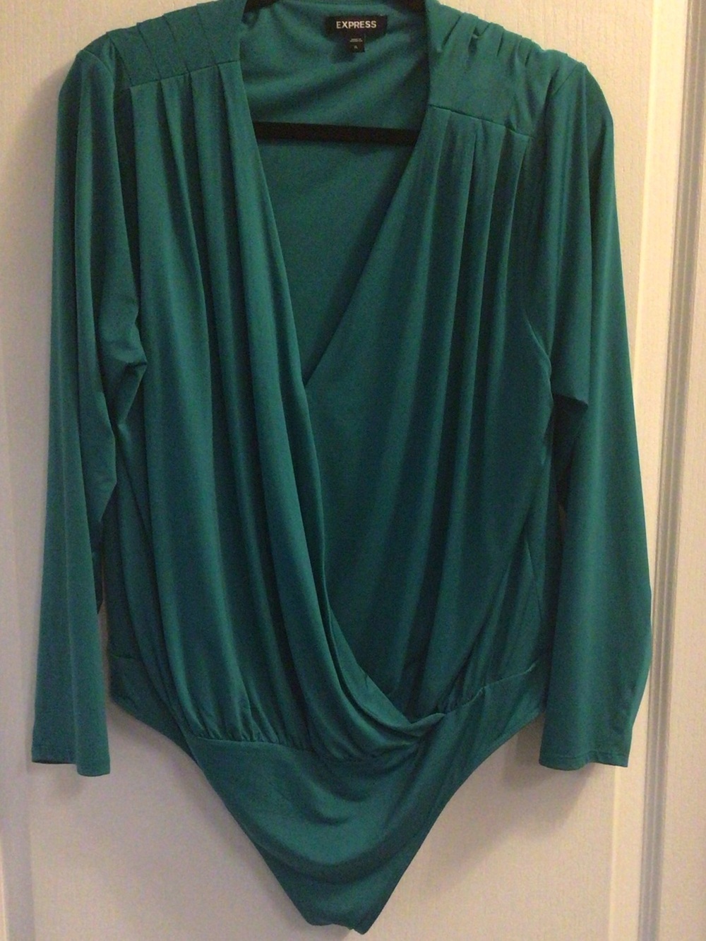 Express Teal Draped Tunic Top